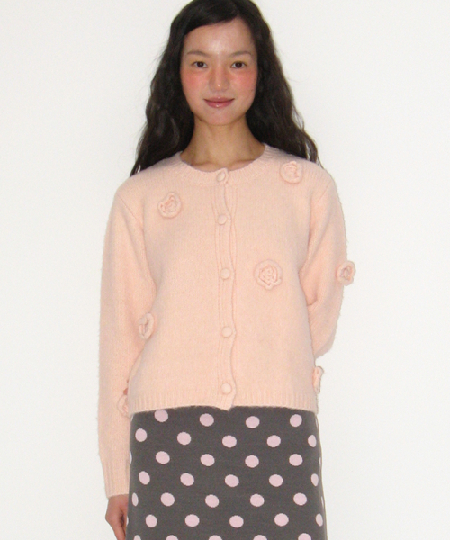 RONRON(ロンロン)の「VINTAGE FLOWER HANDMADE KNIT CARDIGAN SOFT PINK(カーディガン/ボレロ・レディース・その他・FREE)」の1枚目の写真
