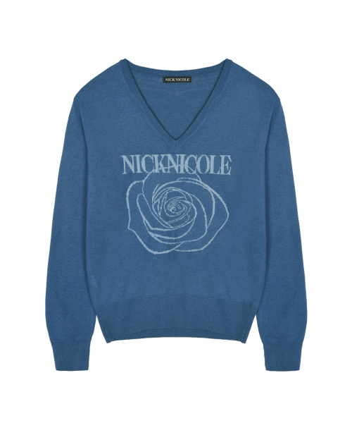 NICK&NICOLE(ニックアンドニコール)の「NICOLE ROSE JAQUARD PULLOVER KNIT_BLUE(ニット/セーター・レディース・その他・FREE)」の4枚目の写真