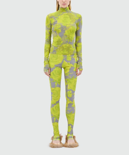 MSGM（エムエスジーエム）の「ローズプリント テクノジャージーレギンス（その他パンツ・レディース・イエロー×グレー・42）」の2枚目の写真