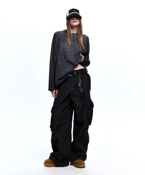 RSSC(アールエスエスシー)の「WRINKLE MIXED STRIPE CARPENTER DENIM PANTS - BLACK(デニムパンツ・メンズ・その他・1/2)」の7枚目の写真