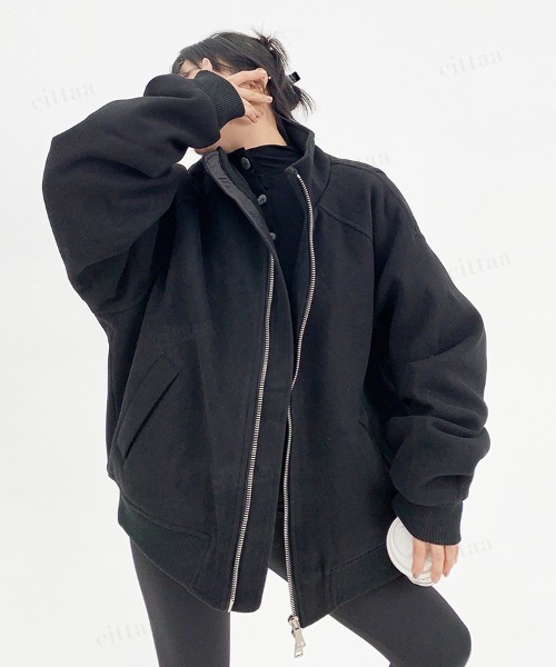 Dalfwin(ダールフィン)の「韓国ファッション スタンドカラージップアップブルゾン(ブルゾン・レディース・ブラック/グレー・FREE)」の5枚目の写真