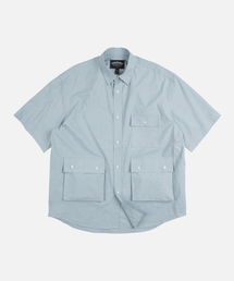 WASHED TRIPLE POCKET HALF SHIRT _ SKY BLUE