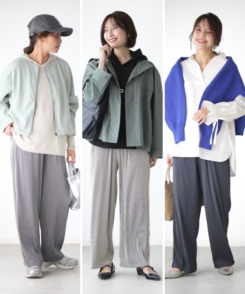 Ehre style(エーレスタイル)の「快適ツヤプリーツ 気取らずキレイ(その他パンツ・レディース・アイボリー/グレー/チャコールグレー・FREE)」の10枚目の写真