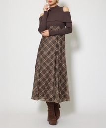 ドッキングオフショルニットフレアワンピース 秋服 冬服