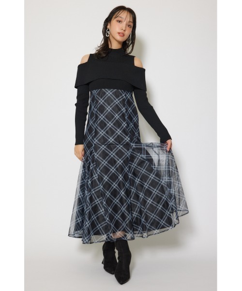 rienda(リエンダ)の「ドッキングオフショルニットフレアワンピース 秋服 冬服(ワンピース・レディース・レッド/ブラウン/ブラック・FREE)」の10枚目の写真