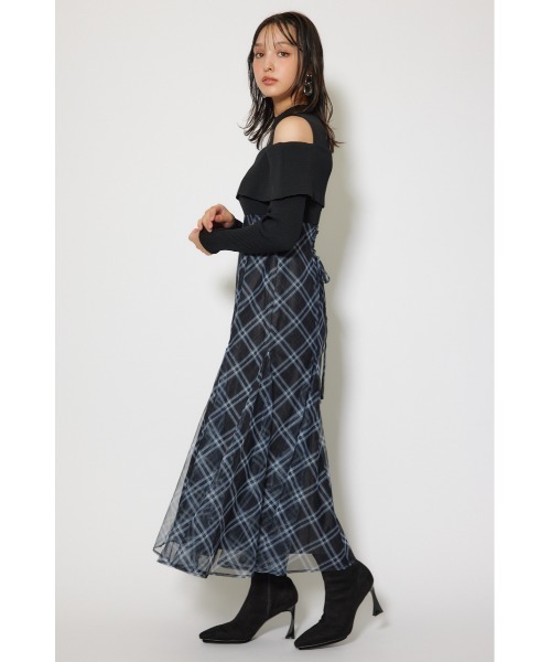 rienda(リエンダ)の「ドッキングオフショルニットフレアワンピース 秋服 冬服(ワンピース・レディース・レッド/ブラウン/ブラック・FREE)」の11枚目の写真