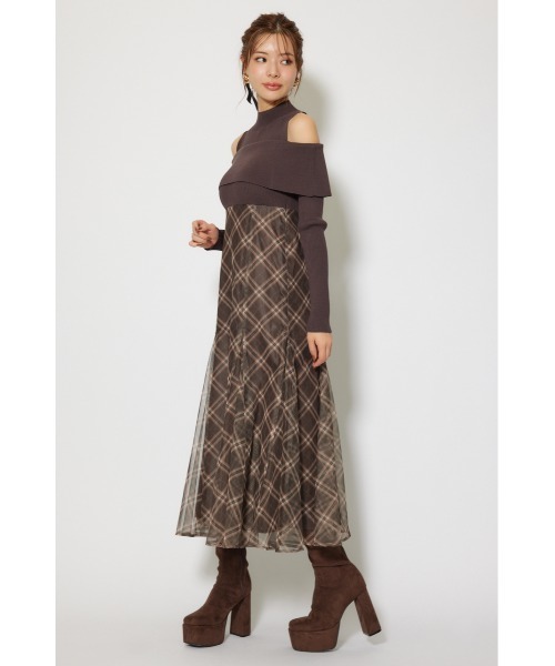 rienda(リエンダ)の「ドッキングオフショルニットフレアワンピース 秋服 冬服(ワンピース・レディース・レッド/ブラウン/ブラック・FREE)」の17枚目の写真