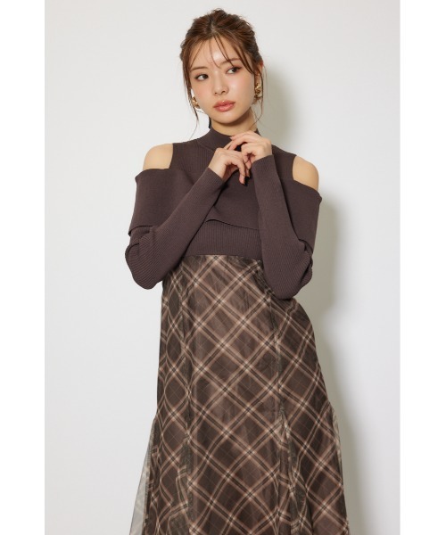 rienda(リエンダ)の「ドッキングオフショルニットフレアワンピース 秋服 冬服(ワンピース・レディース・レッド/ブラウン/ブラック・FREE)」の18枚目の写真