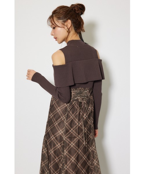 rienda(リエンダ)の「ドッキングオフショルニットフレアワンピース 秋服 冬服(ワンピース・レディース・レッド/ブラウン/ブラック・FREE)」の19枚目の写真