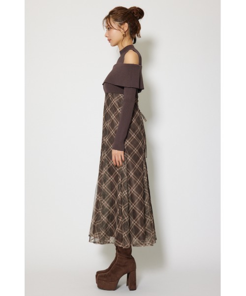rienda(リエンダ)の「ドッキングオフショルニットフレアワンピース 秋服 冬服(ワンピース・レディース・レッド/ブラウン/ブラック・FREE)」の21枚目の写真
