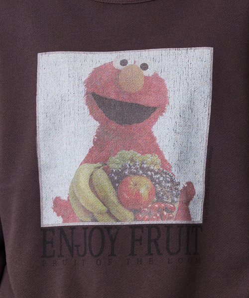 FRUIT OF THE LOOM(フルーツオブザルーム)の「【FRUIT OF THE LOOM/フルーツ オブ ザ ルーム】SESAMISTREET×FTL ロングスリーブ甘編み裏毛/スウェット/リラックス/キャラクター【WEB限定】(Tシャツ/カットソー・レディース・ブラウン/パープル/ブラック/エメラルド・フリー)」の8枚目の写真