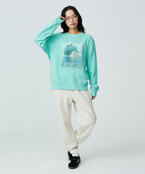 FRUIT OF THE LOOM(フルーツオブザルーム)の「【FRUIT OF THE LOOM/フルーツ オブ ザ ルーム】SESAMISTREET×FTL ロングスリーブ甘編み裏毛/スウェット/リラックス/キャラクター【WEB限定】(Tシャツ/カットソー・レディース・ブラウン/パープル/ブラック/エメラルド・フリー)」の13枚目の写真