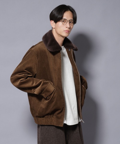 NANO universe(ナノユニバース)の「アタッチドカラー コットンコーデュロイブルゾン(ブルゾン・メンズ・カーキ/ダークブラウン・L/M)」の1枚目の写真