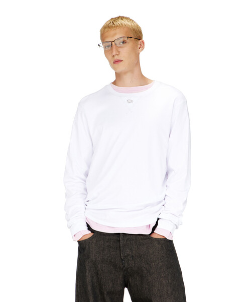 DIESEL(ディーゼル)の「メンズ 長袖Tシャツ T-MADJUST-LS-TR(Tシャツ/カットソー・メンズ・ホワイト/ブラック・LARGE/XXX-LARGE/SMALL/X-LARGE/MEDIUM/XX-LARGE/X-SMALL)」の7枚目の写真