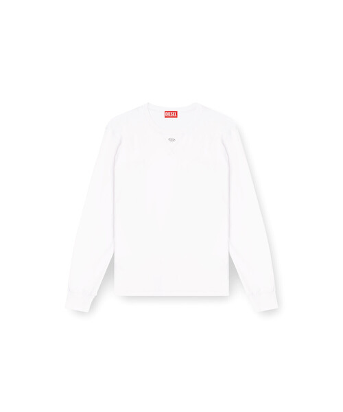 DIESEL ホワイト クロップド長袖Tシャツ メンズ 長袖Tシャツ T-MADJUST-LS-TR（Tシャツ/カットソー）｜DIESEL