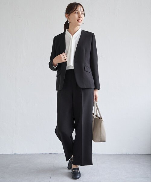 IKKA LOUNGE（イッカラウンジ）の「【洗濯機で洗える／セットアップ対応】ウォッシャブルVネックジャケット（ノーカラージャケット・レディース・ブラック/グレイッシュベージュ/ネイビー・M/L/S/XL）」の19枚目の写真