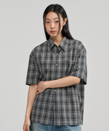JUAN HOMME（ジュアンオム）の「Loose Check Half Shirt (Mint Gray)（シャツ/ブラウス）」