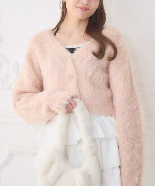 ems excite（エムズエキサイト）の「モケモケ起毛カーデ（カーディガン/ボレロ・レディース・ナチュラル/ブルー/チャコールグレー/ピンク・FREE）」の4枚目の写真