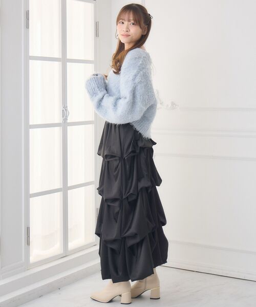 ems excite（エムズエキサイト）の「モケモケ起毛カーデ（カーディガン/ボレロ・レディース・ナチュラル/ブルー/チャコールグレー/ピンク・FREE）」の9枚目の写真