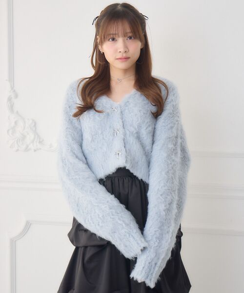 ems excite（エムズエキサイト）の「モケモケ起毛カーデ（カーディガン/ボレロ・レディース・ナチュラル/ブルー/チャコールグレー/ピンク・FREE）」の10枚目の写真