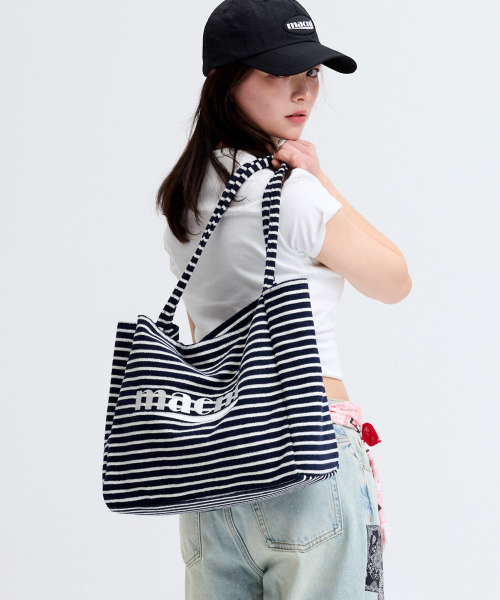 HOLIDAY STRIPE TERRY BAG NAVY