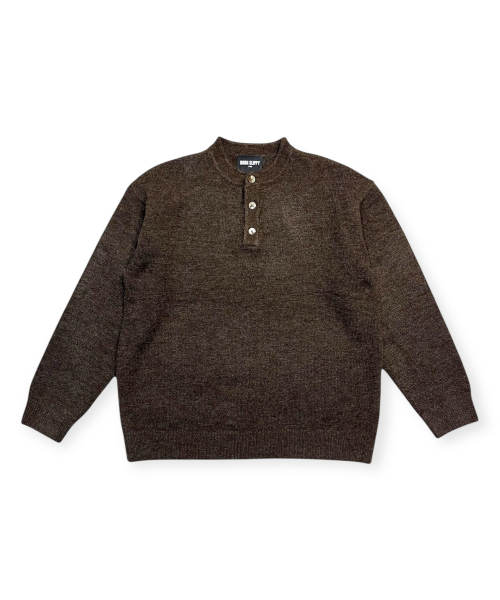 Soft Daily Henley Neck Knit (Brown)