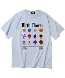 バースフラワーグラフィックTシャツ - パープル