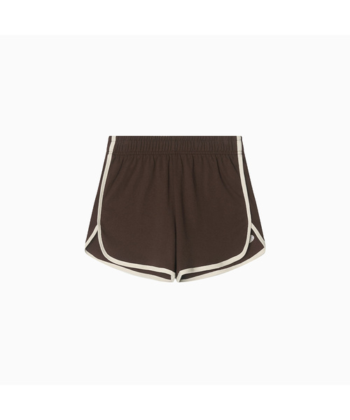 Color Combination Solid Line Short Pants_Brown