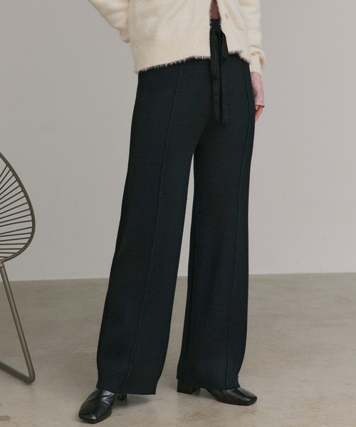 ad thie(アドティエ)の「裏シャギー センターシーム ニットパンツ(その他パンツ・レディース・ブラック/グレー/ベージュ・FREE)」の2枚目の写真