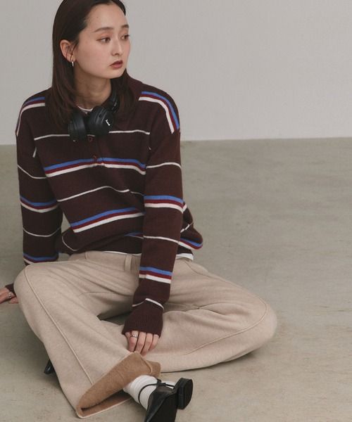 ad thie(アドティエ)の「裏シャギー センターシーム ニットパンツ(その他パンツ・レディース・ブラック/グレー/ベージュ・FREE)」の5枚目の写真