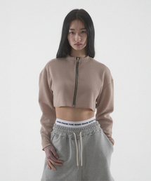 FANSHOW（ファンショー）の「CROP KNIT ZIP UP - BEIGE（ニット/セーター）」