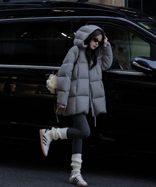 セール】オーバーサイズ スタンドカラー エコダウンジャケット（ダウン