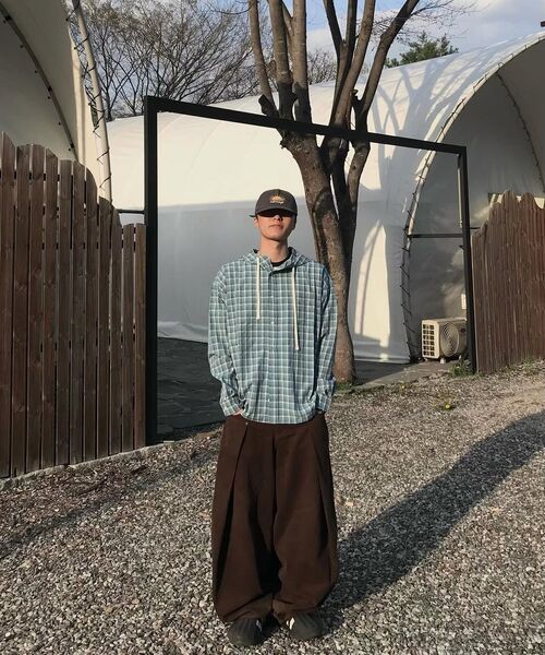 SECONDMONO（セカンドモノローグ）の「Check Hooded Shirt [BRICKRED]_SESH012BRICKRED（シャツ/ブラウス・レディース・その他・SMALL/MEDIUM/LARGE/X-SMALL）」の16枚目の写真