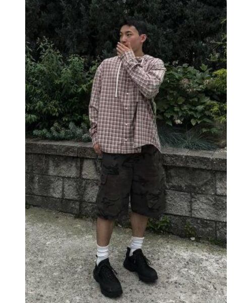 SECONDMONO（セカンドモノローグ）の「Check Hooded Shirt [BRICKRED]_SESH012BRICKRED（シャツ/ブラウス・レディース・その他・SMALL/MEDIUM/LARGE/X-SMALL）」の21枚目の写真