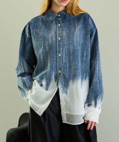MAISON SPECIAL(メゾンスペシャル)の「Flocky Denim Shirt/フロッキーデニムシャツ(シャツ/ブラウス・レディース・ブルー/ブラック・FREE)」の17枚目の写真