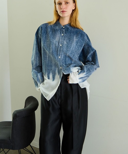 MAISON SPECIAL(メゾンスペシャル)の「Flocky Denim Shirt/フロッキーデニムシャツ(シャツ/ブラウス・レディース・ブルー/ブラック・FREE)」の18枚目の写真