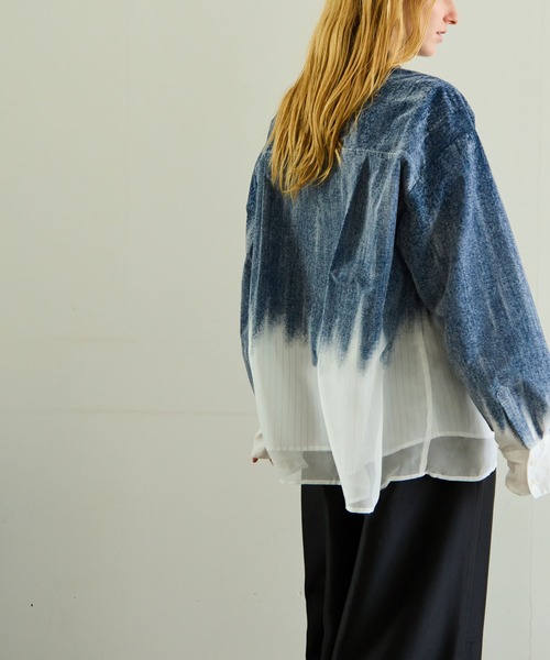 MAISON SPECIAL(メゾンスペシャル)の「Flocky Denim Shirt/フロッキーデニムシャツ(シャツ/ブラウス・レディース・ブルー/ブラック・FREE)」の15枚目の写真