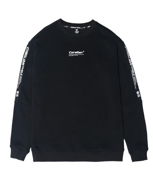 CORALIAN(コラリアン)の「ランオフロゴテープ裏起毛スウェットシャツブラック(スウェット・メンズ・その他・XS/S/M/XL/2XL/3XL/L)」の1枚目の写真