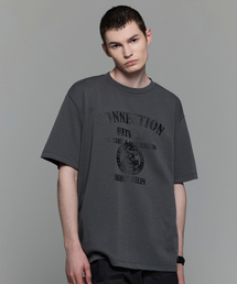 HEDER HELEN（ヘダーヘレン）の「Connection damage half-T charcoal（Tシャツ/カットソー）」