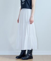 MARROT（マロット）の「Shirring Frill Long Skirt_White（スカート）」