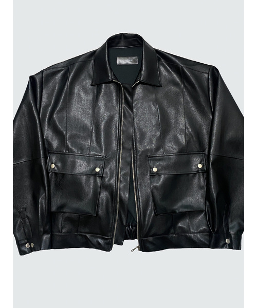 OVERTHEOIR(オーバー ド ワール)の「leather detail wide rider jacket black(ライダースジャケット・レディース・ブラック・FREE)」の1枚目の写真