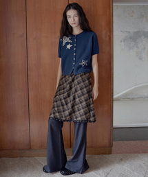 FAD（エフエーディー）の「Dot flare pants (navy)（その他パンツ）」