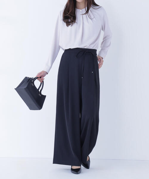 NATURAL BEAUTY BASIC（ナチュラルビューティーベーシック）の「◇ナローリボンイージーワイドパンツ（その他パンツ・レディース・ブラック/ブルー/ベージュ・P/S/MEDIUM/SMALL）」の5枚目の写真