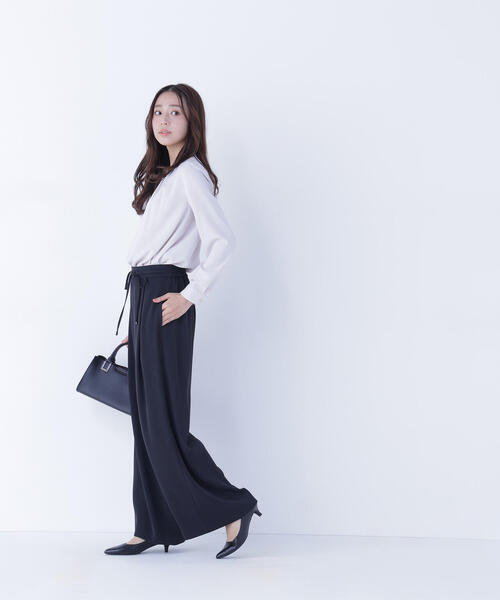 NATURAL BEAUTY BASIC（ナチュラルビューティーベーシック）の「◇ナローリボンイージーワイドパンツ（その他パンツ・レディース・ブラック/ブルー/ベージュ・P/S/MEDIUM/SMALL）」の6枚目の写真