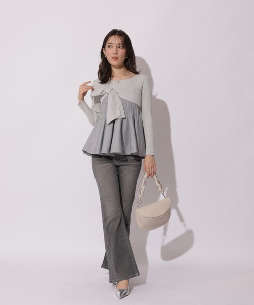 Apuweiser-riche（アプワイザーリッシェ）の「リボンラップペプラムニット（ニット/セーター・レディース・ブルーグレー/グレイッシュベージュ/ブラック系その他2/ブラック・2）」の15枚目の写真