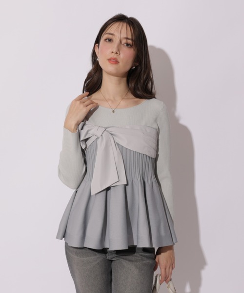 Apuweiser-riche（アプワイザーリッシェ）の「リボンラップペプラムニット（ニット/セーター・レディース・ブルーグレー/グレイッシュベージュ/ブラック系その他2/ブラック・2）」の12枚目の写真