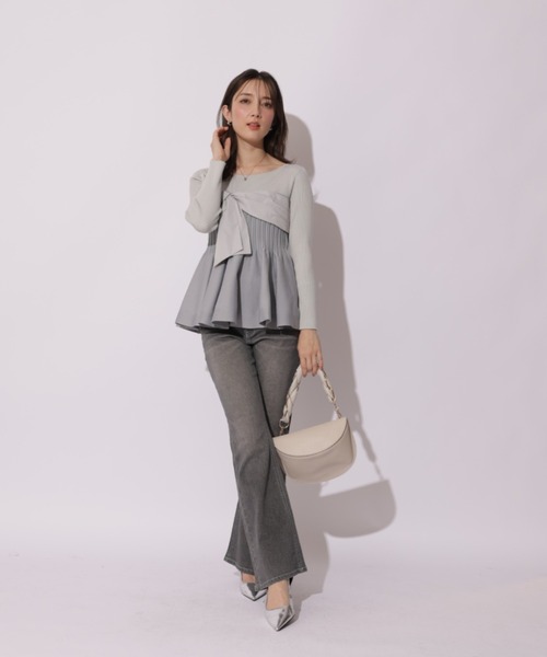 Apuweiser-riche（アプワイザーリッシェ）の「リボンラップペプラムニット（ニット/セーター・レディース・ブルーグレー/グレイッシュベージュ/ブラック系その他2/ブラック・2）」の13枚目の写真