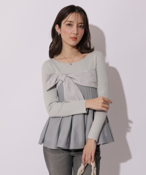 Apuweiser-riche（アプワイザーリッシェ）の「リボンラップペプラムニット（ニット/セーター・レディース・ブルーグレー/グレイッシュベージュ/ブラック系その他2/ブラック・2）」の11枚目の写真