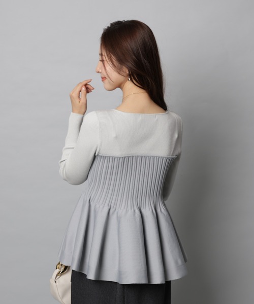 Apuweiser-riche（アプワイザーリッシェ）の「リボンラップペプラムニット（ニット/セーター・レディース・ブルーグレー/グレイッシュベージュ/ブラック系その他2/ブラック・2）」の16枚目の写真