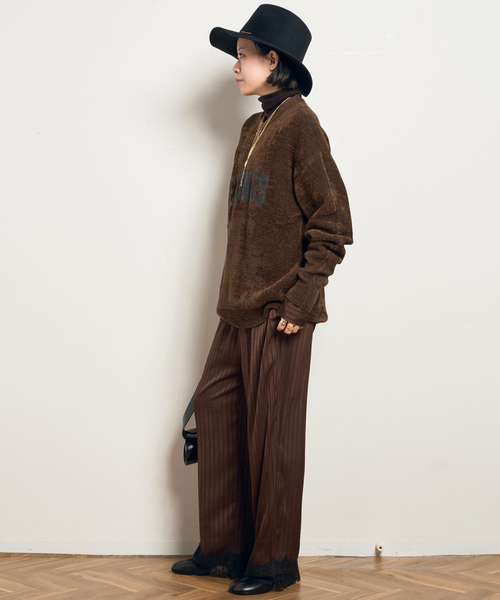 AP STUDIO(エーピーストゥディオ)の「【ARCHIVE STANCE/アーカイブスタンス】satin stripe easy Pants(その他パンツ・レディース・ブラック/ブラウン・FREE)」の6枚目の写真